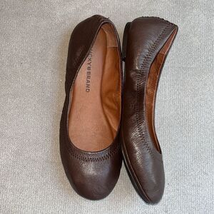 Lucky Brand brown leather slip on ballet flats